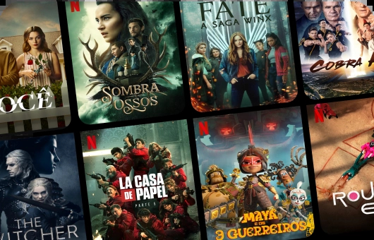 Capas de filmes e series do serviço de streaming Netflix